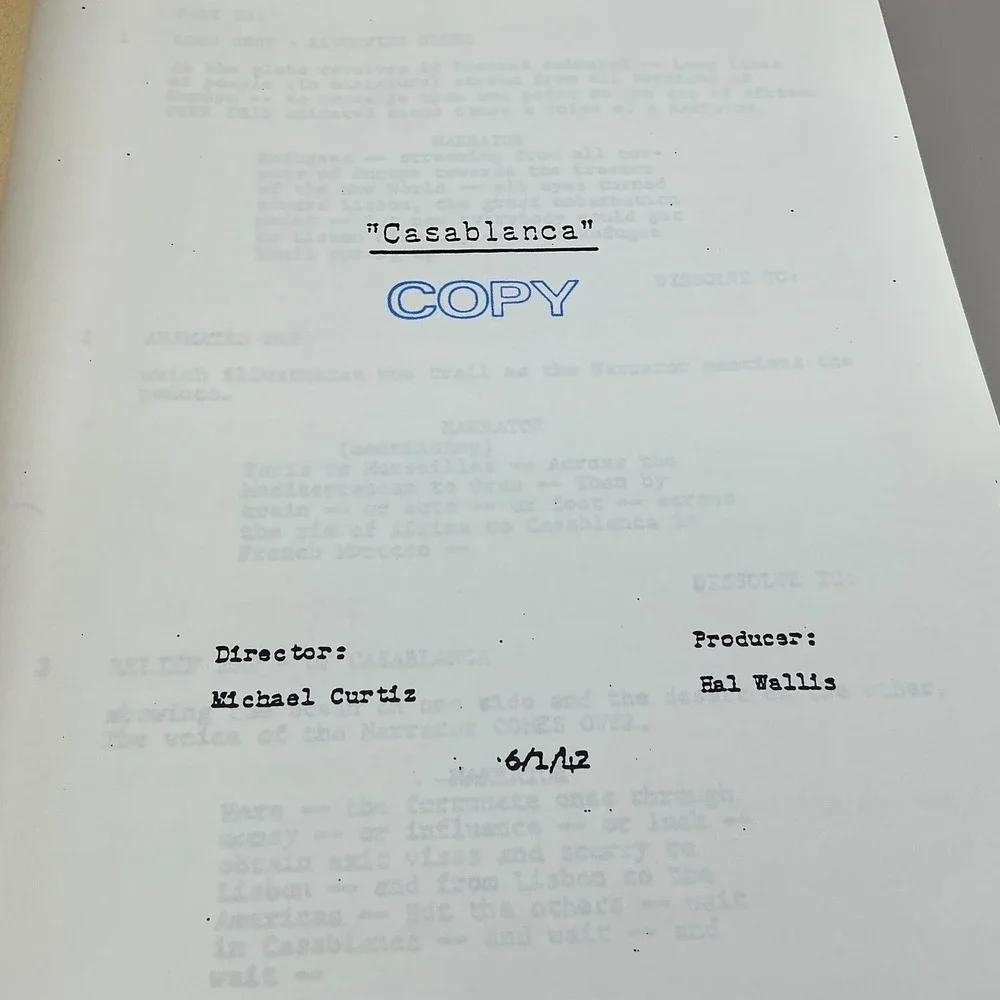 Casablanca Screenplay Copy 1942 Movie Script Michael Curtiz Hal Wallis 158 Pages
